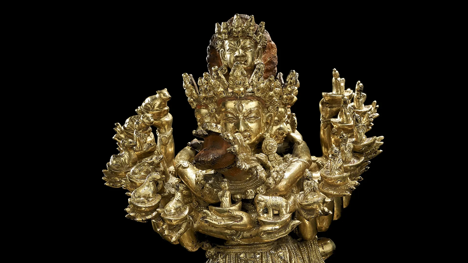 A gilt copper alloy figure of Kapaladhara Hevajra