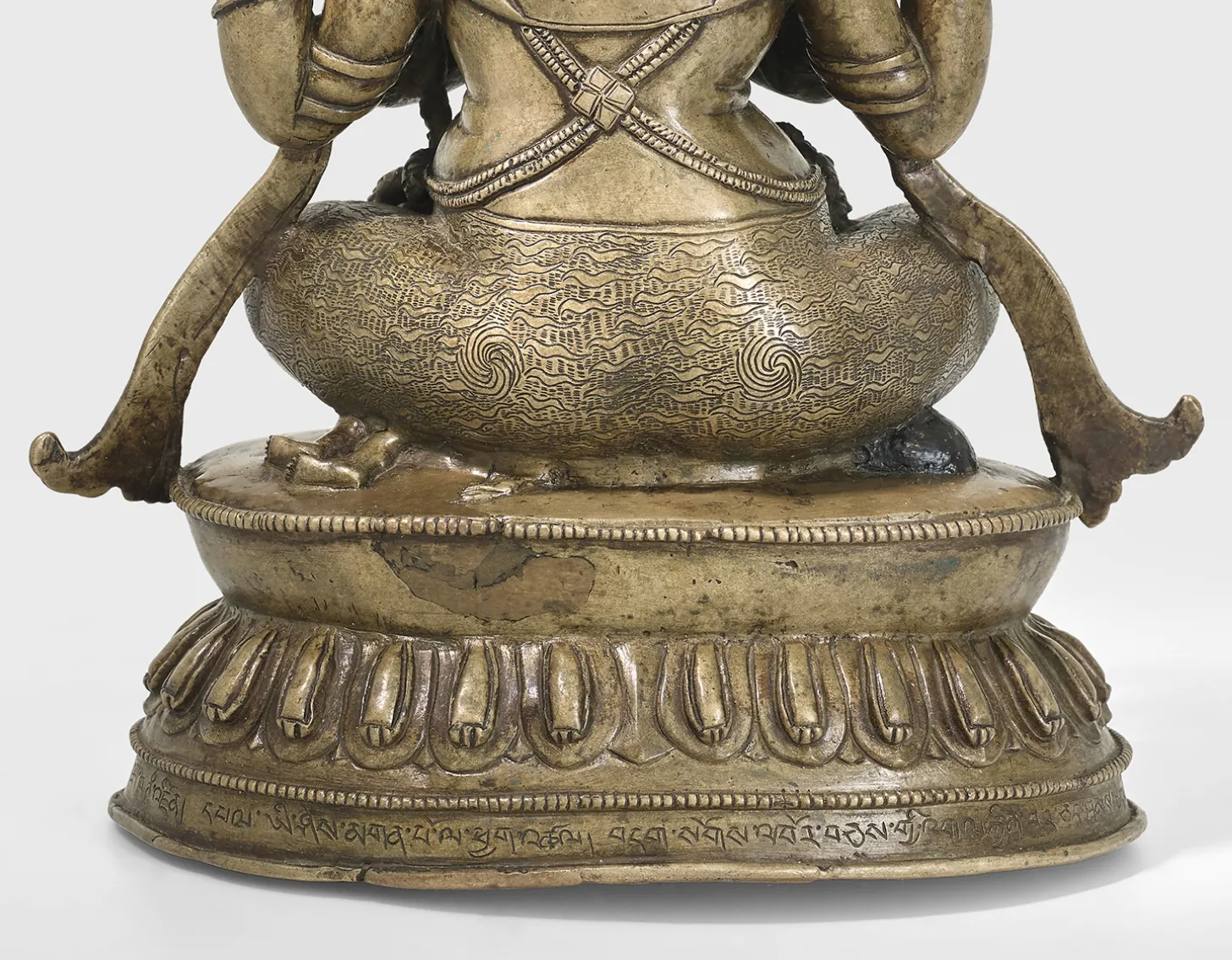 Close up look of : A gilt copper alloy figure of Mahakala