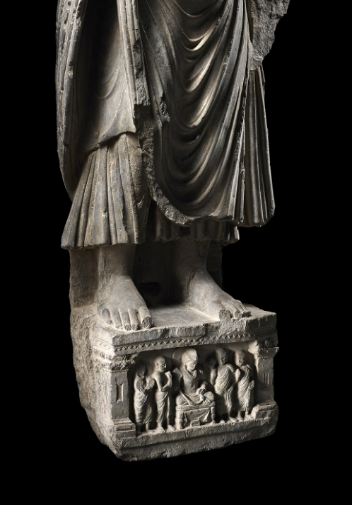 A grey schist figure of Buddha Shakyamuni