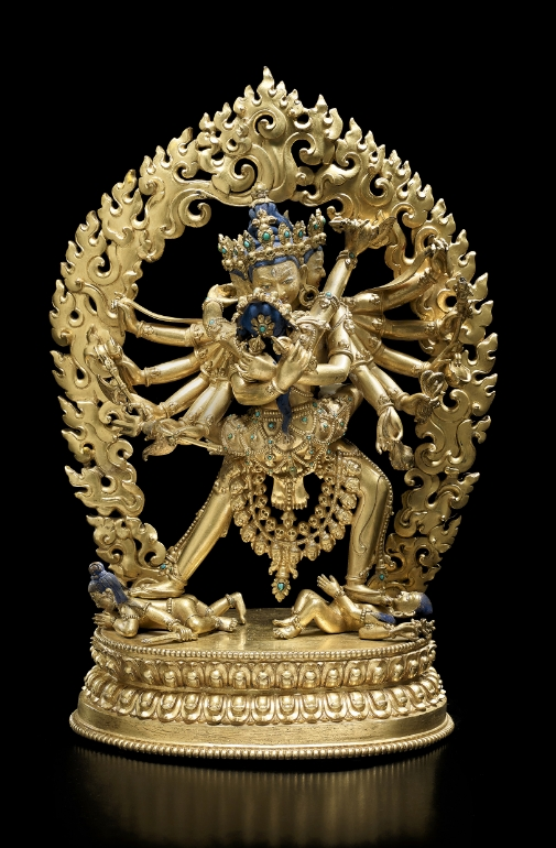 A gilt copper alloy figure of Chakrasamvara