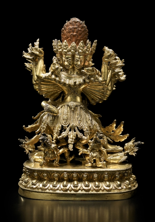 A gilt copper alloy figure of Kapaladhara Hevajra
